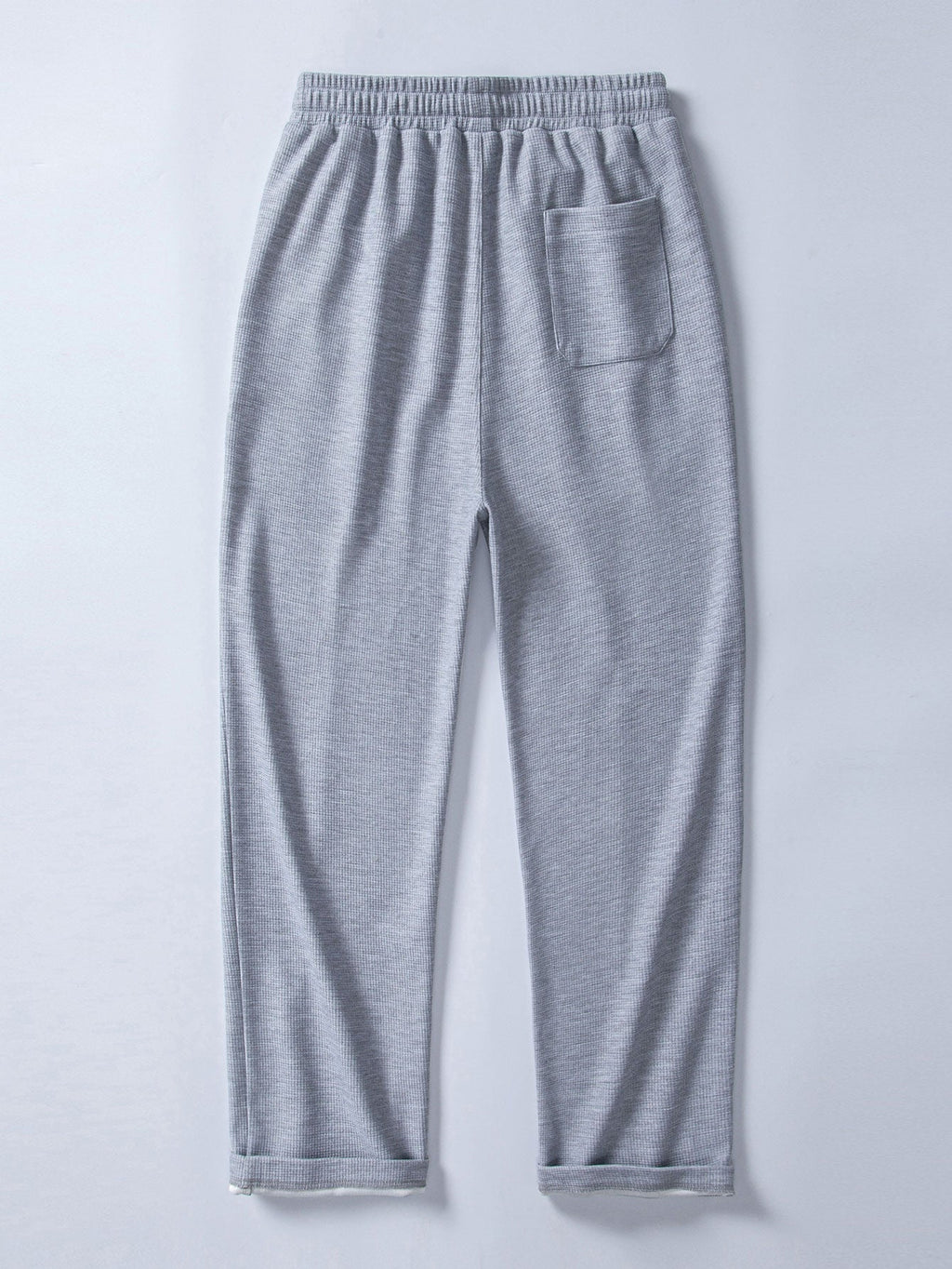 2 In 1 Waffle Notched Collar Sweatshirt & Waffle Pleated Pintuck Straight Leg Pants