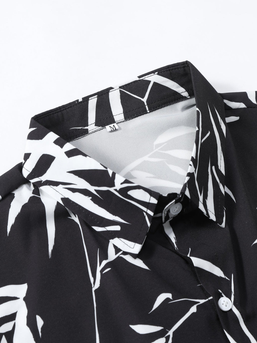 Bamboo Leaves Print Button Up Shirt & Swim Shorts