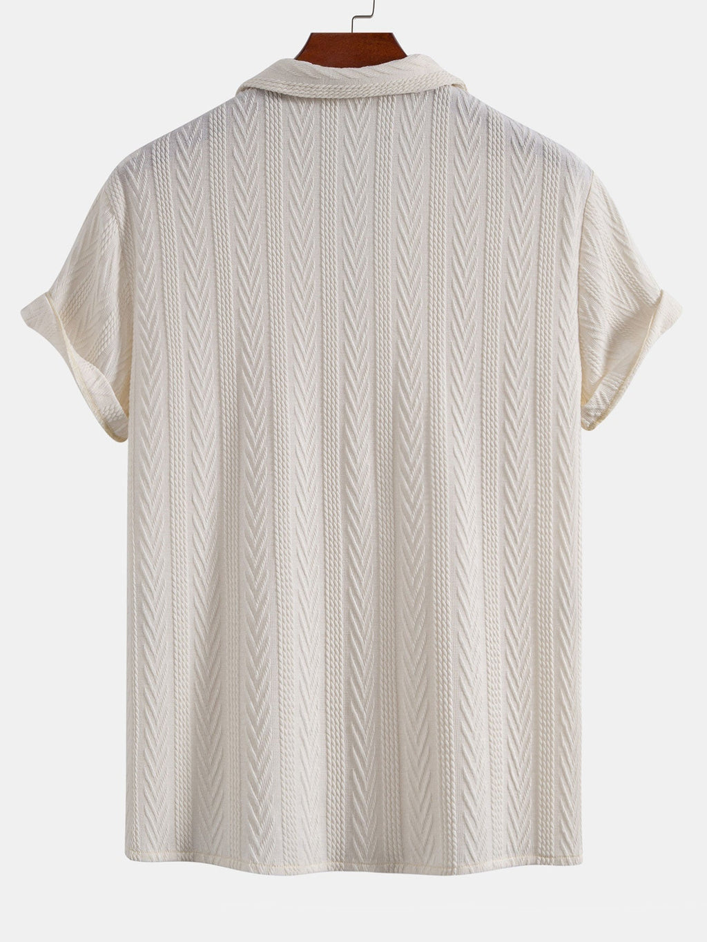 Texture Jacquard Cuban Shirt & Crinkle Textured Drawstring 5" Shorts