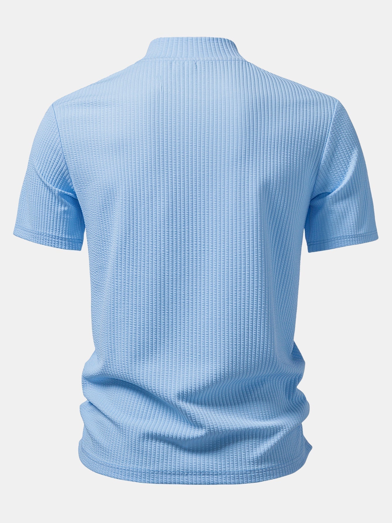 Ribbed  Mock Neck T-Shirt & Drawstring Ribbed Shorts