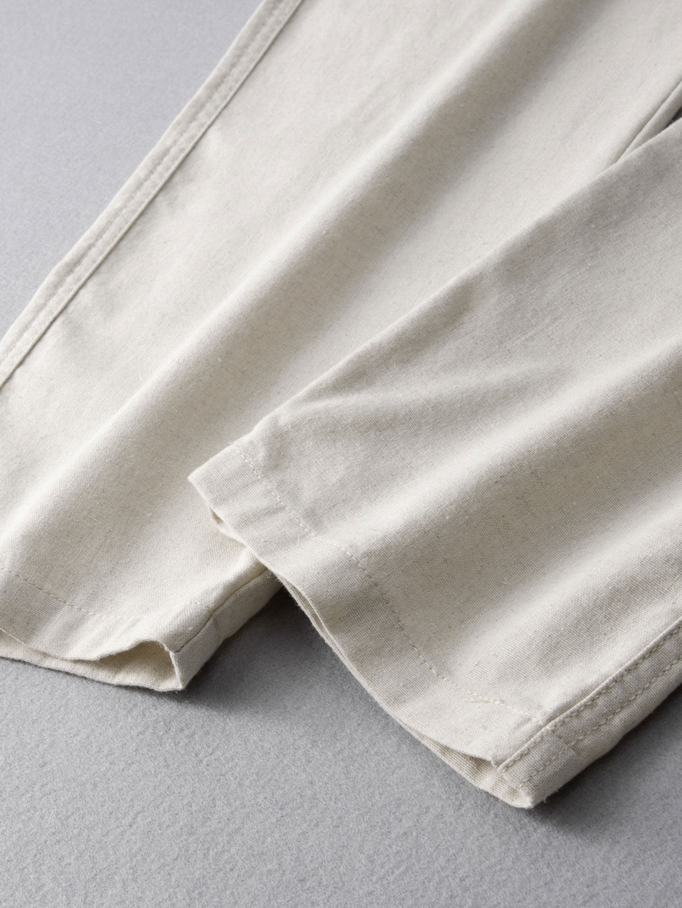Stripe Waffle Johnny Collar Polo & Straight Leg Linen Pants