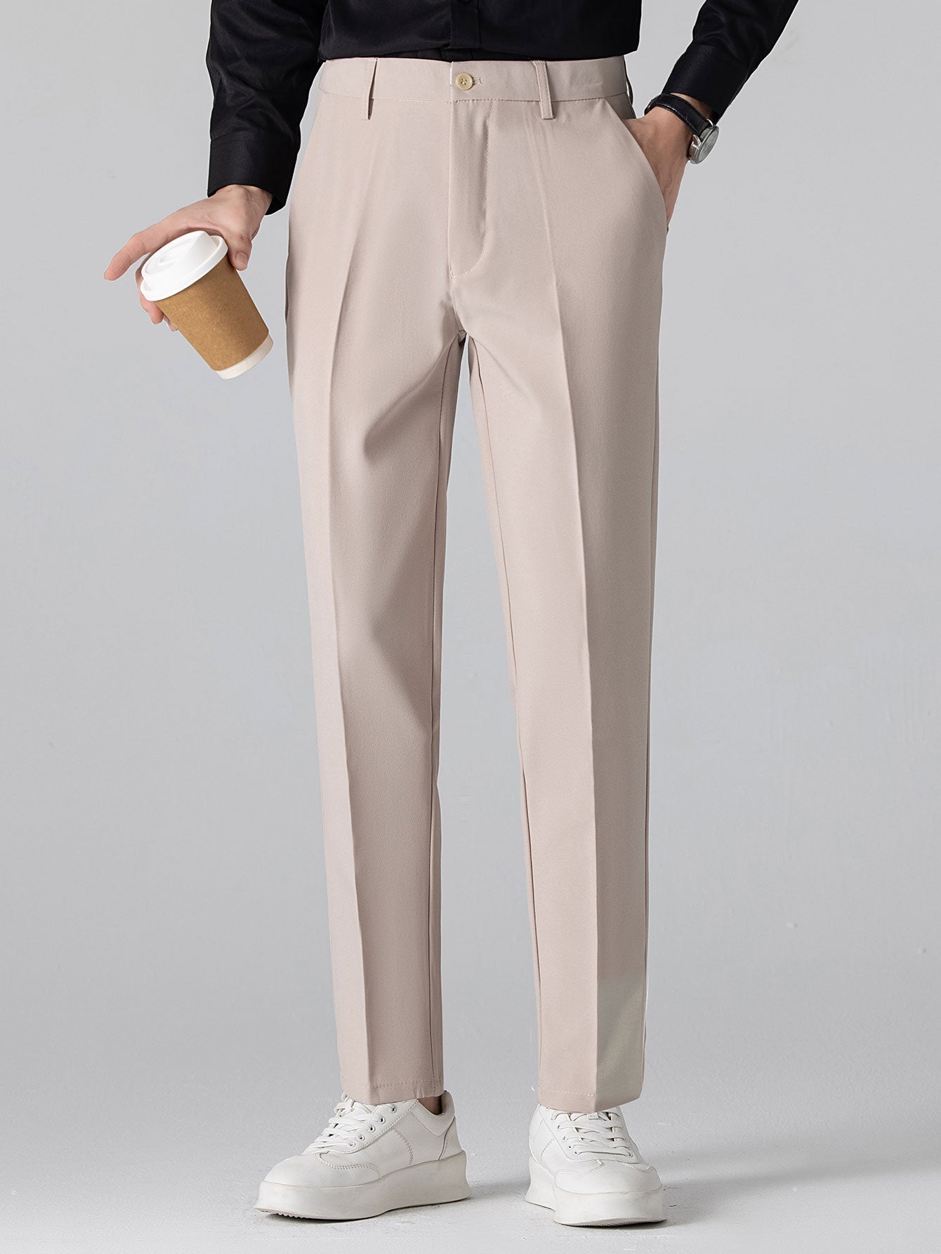 Twisted Jacquard Knit Shirt & Slim Fit Tapered Trousers
