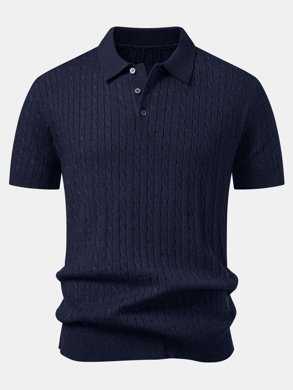 Twisted Jacquard Knit Polo & Elastic Waist Straight Leg Trousers