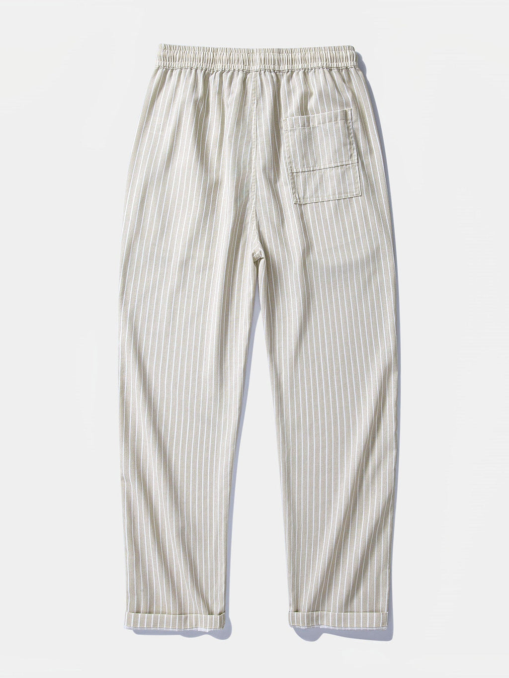 Linen Rayon Blend Button Up Shirt & Stripe Straight Leg Linen Pants