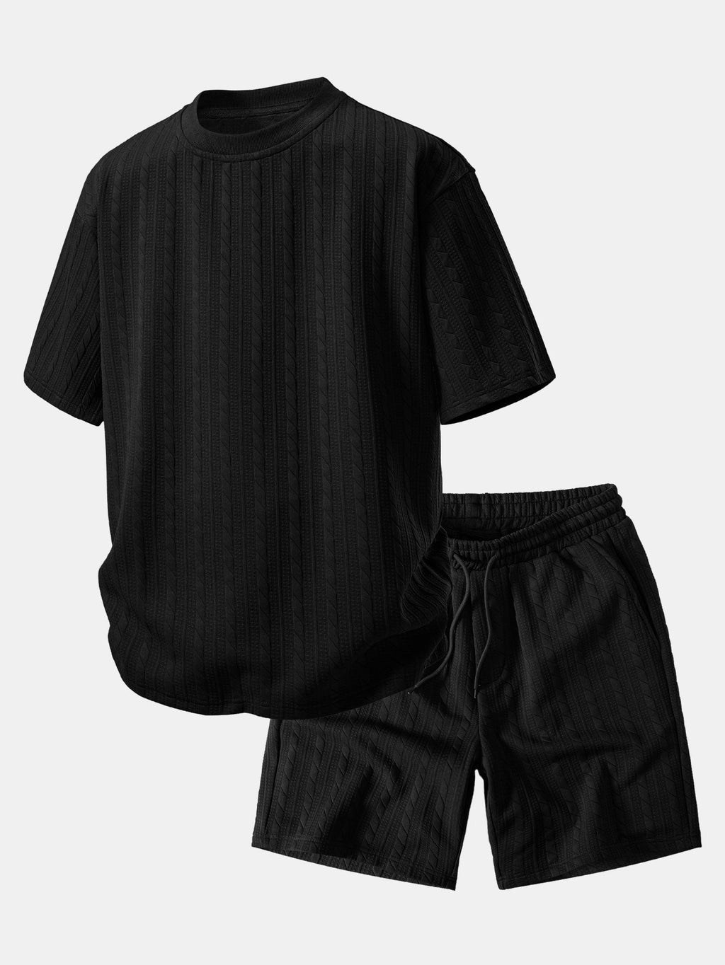 Relax Fit Twisted Jacquard T-Shirt & 7″ Shorts Set