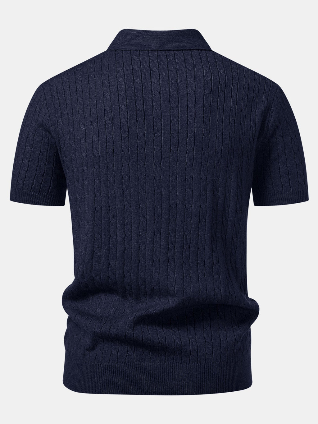 Twisted Jacquard Knit Polo & Elastic Waist Straight Leg Trousers