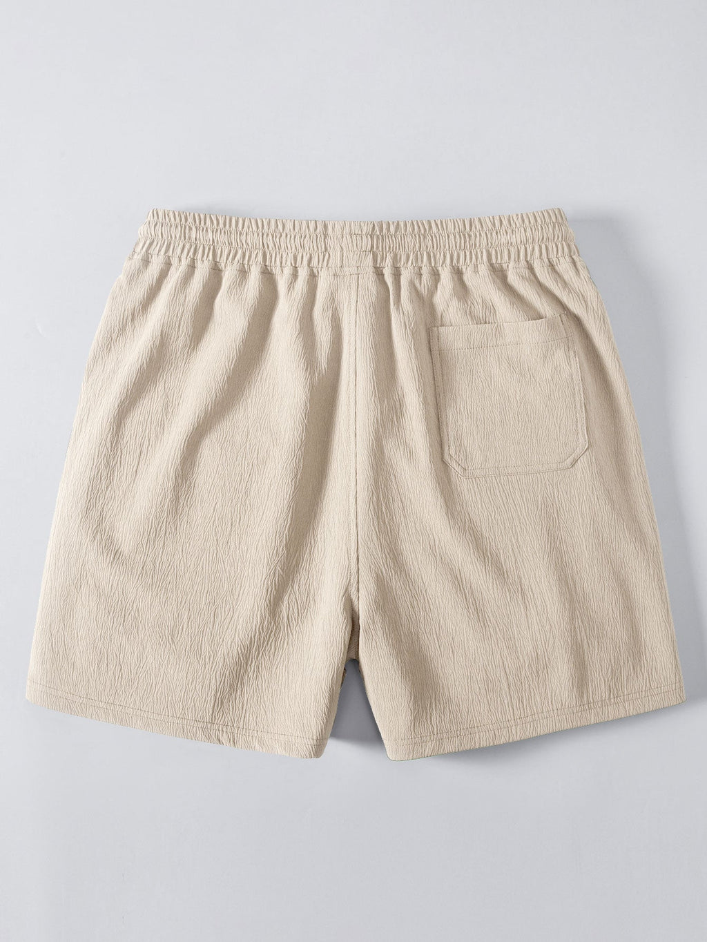 Cotton Blend Striped Button Up Shirt & Crinkle Textured Drawstring 5" Shorts