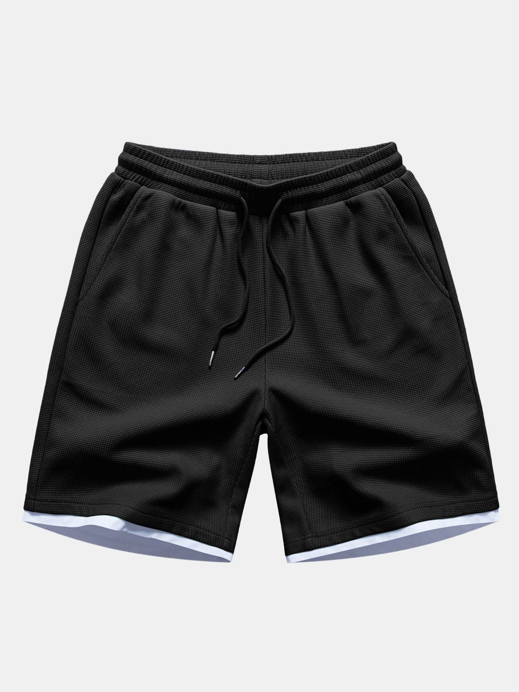 Relax Fit 2 In 1 Waffle Crew Collar T-Shirt & Waffle 7″‌ Shorts