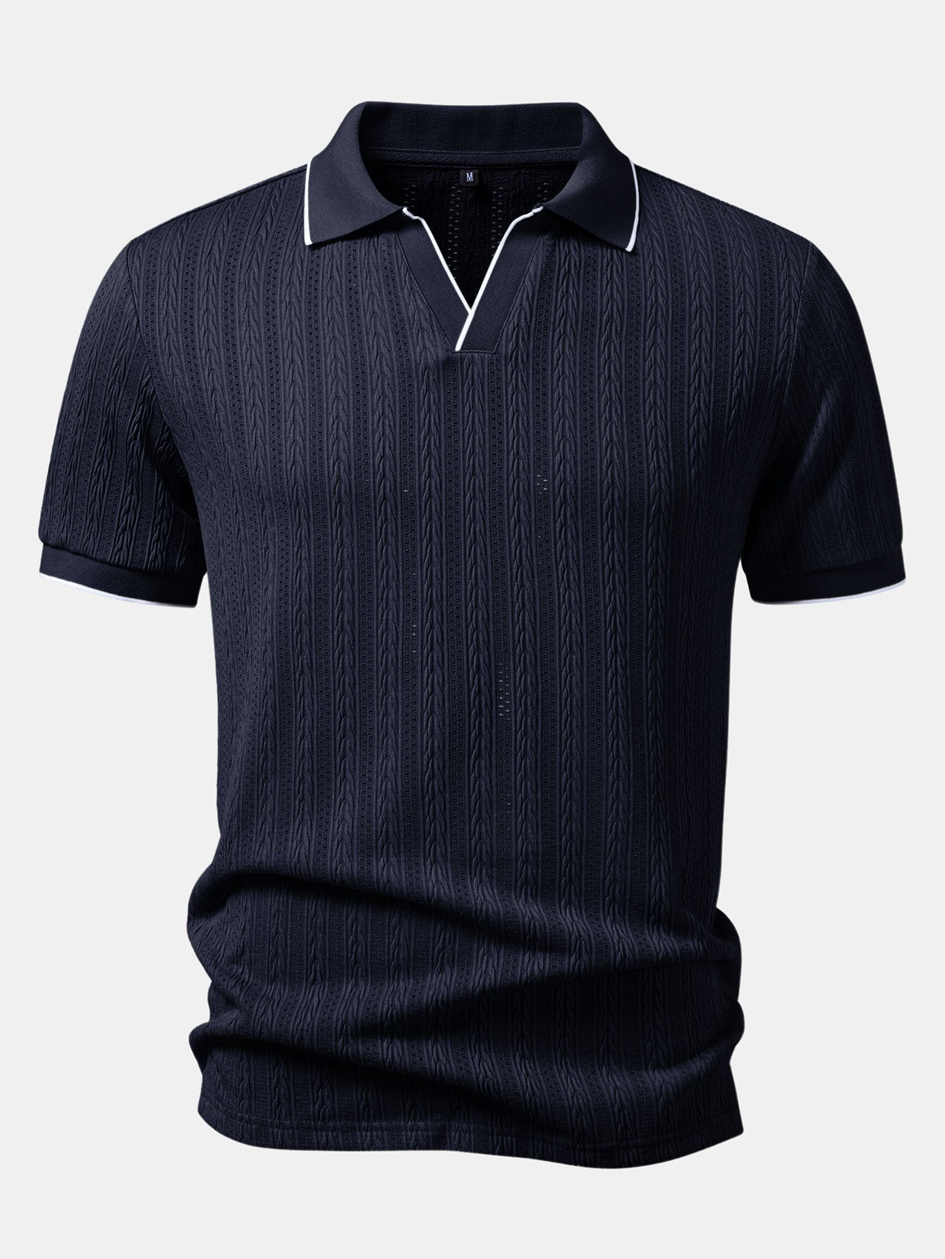 Geometric Jacquard Johnny Collar Polo & Slim Fit Tapered Trousers