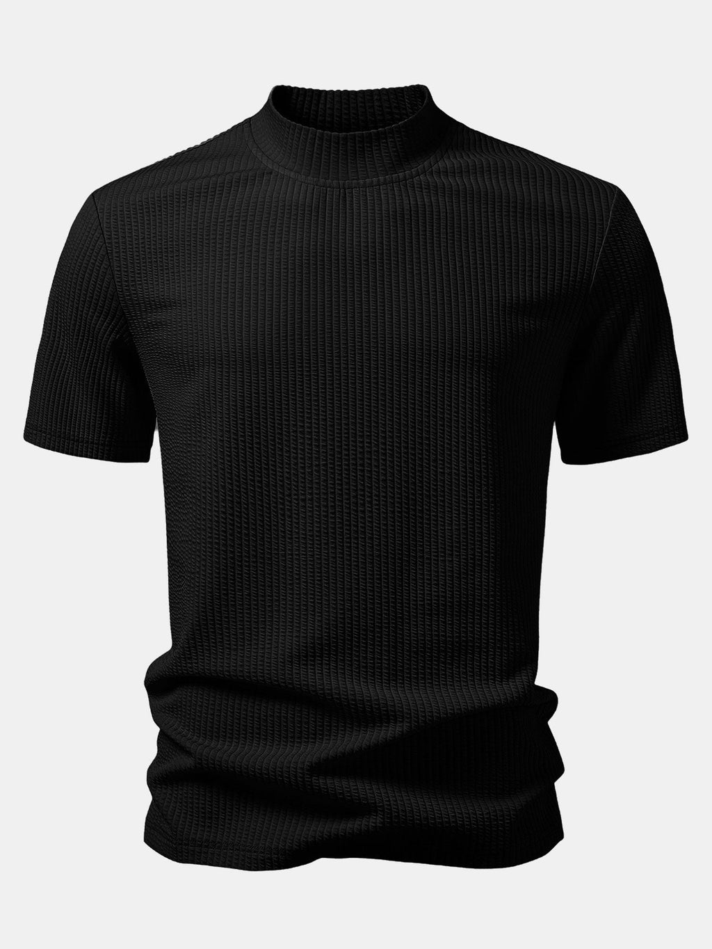 Ribbed Mock Neck T-Shirt & Straight Leg Ribbed Pants