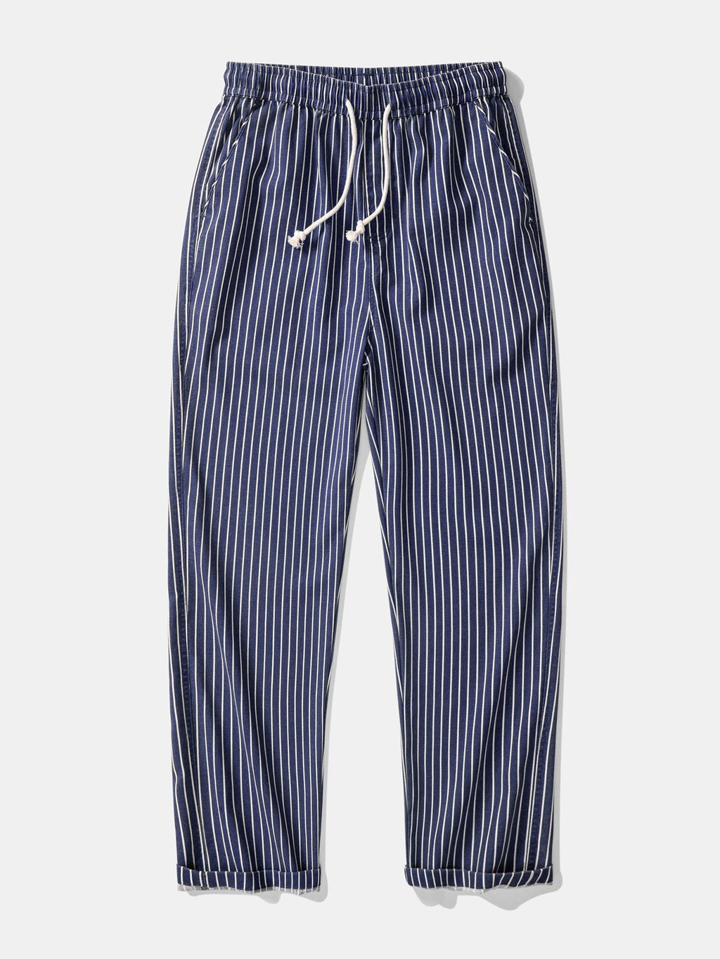 Linen Rayon Blend Button Up Shirt & Stripe Straight Leg Linen Pants
