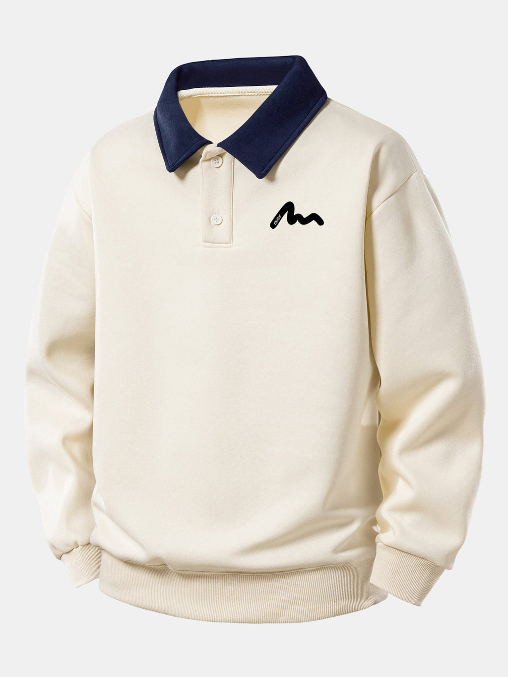 Relax Fit Letter Print Contrast Polo Sweatshirt & Straight Leg Pleated Pintuck Sweatpants