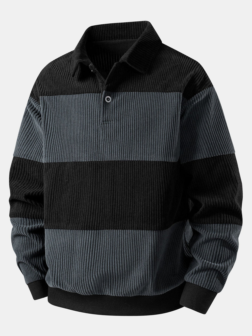 Contrast Corduroy Polo Sweatshirt & Corduroy Jogger Pants
