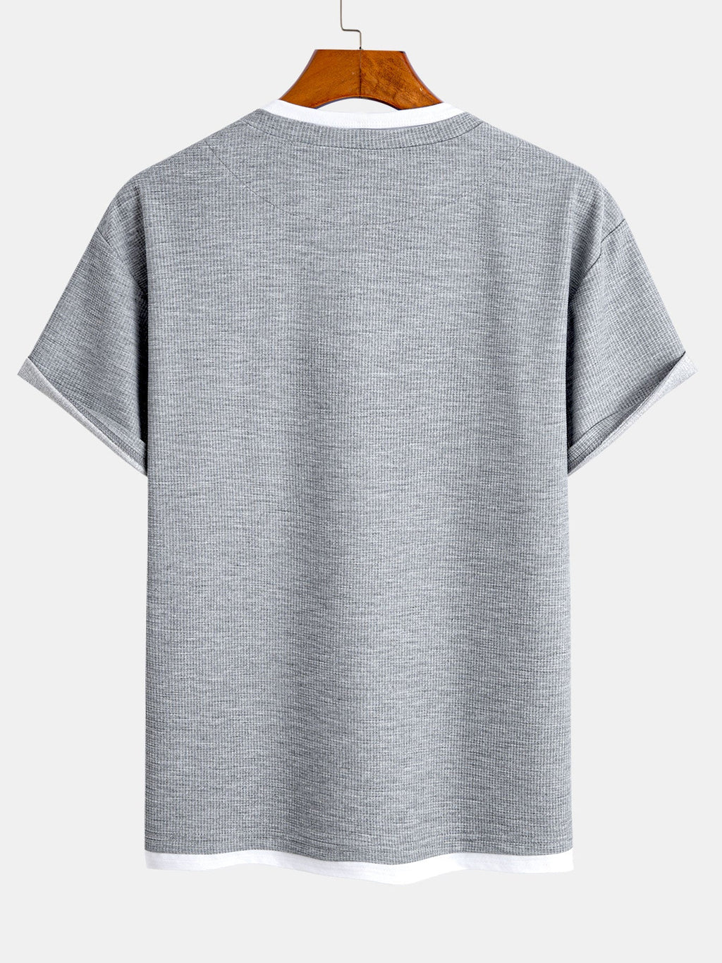 Relax Fit 2 In 1 Notched Collar Waffle T-Shirt & Waffle Pleated Pintuck Straight Leg Pants