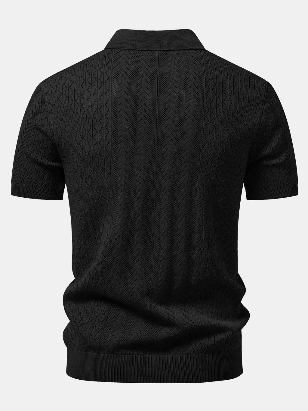 Geometric Jacquard Open Knit Polo & Straight Leg Linen Pants