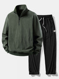 Quarter Zip Corduroy Raglan Sleeve Sweatshirt & Straight Leg Corduroy Pants