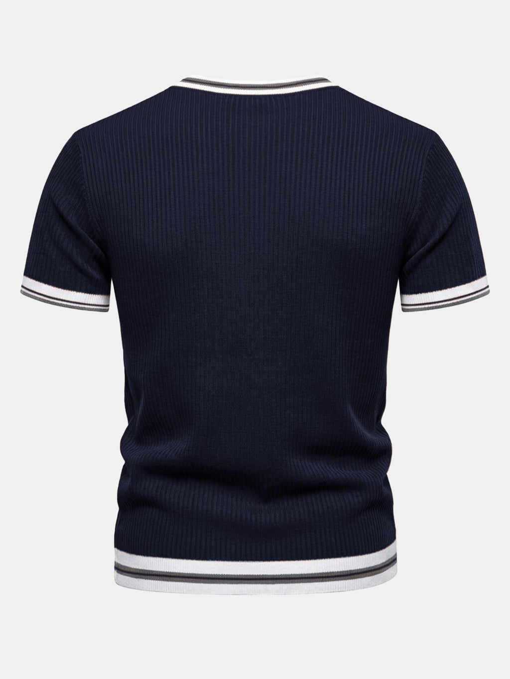 Textured Contrast Crew Neck Knit T-Shirt & Slim Fit Tapered Trousers