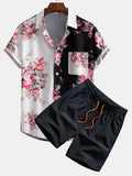 Too Tone Rose Print Button Up Shirt & Swim Shorts
