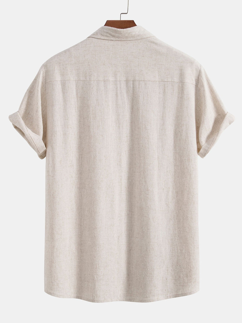 Linen Rayon Blend Button Up Shirt & Linen Blend Drawstring 7" Shorts