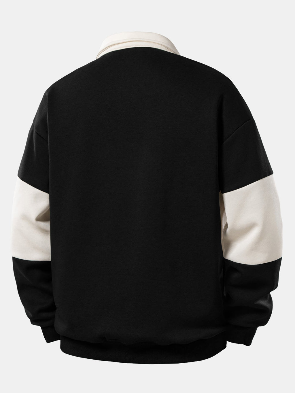 Relax Fit Color Block Polo Collar Sweatshirt & Straight Leg Pleated Pintuck Sweatpants