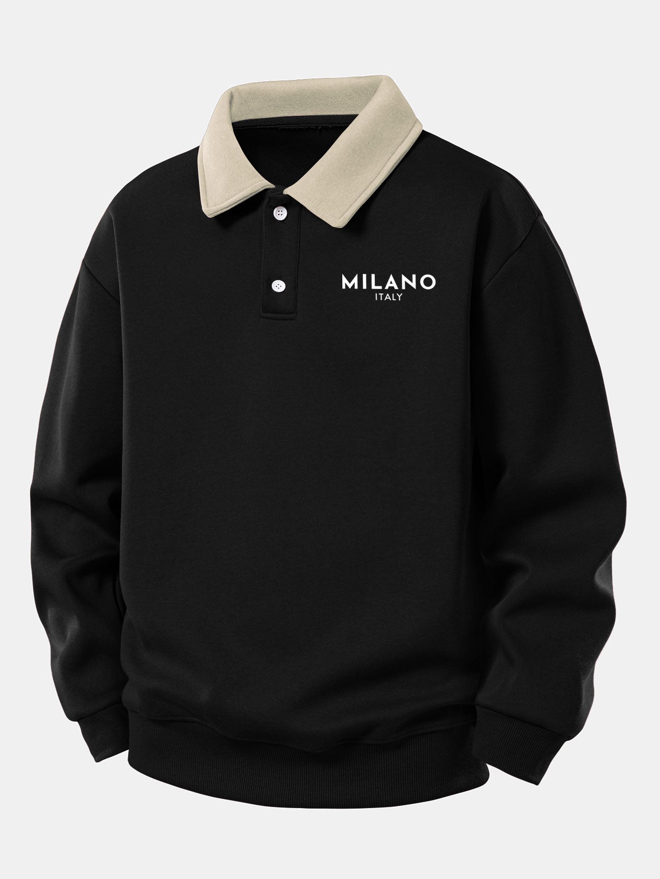 Relax Fit Milano Print Contrast Polo Sweatshirt & Straight Leg Pleated Pintuck Sweatpants