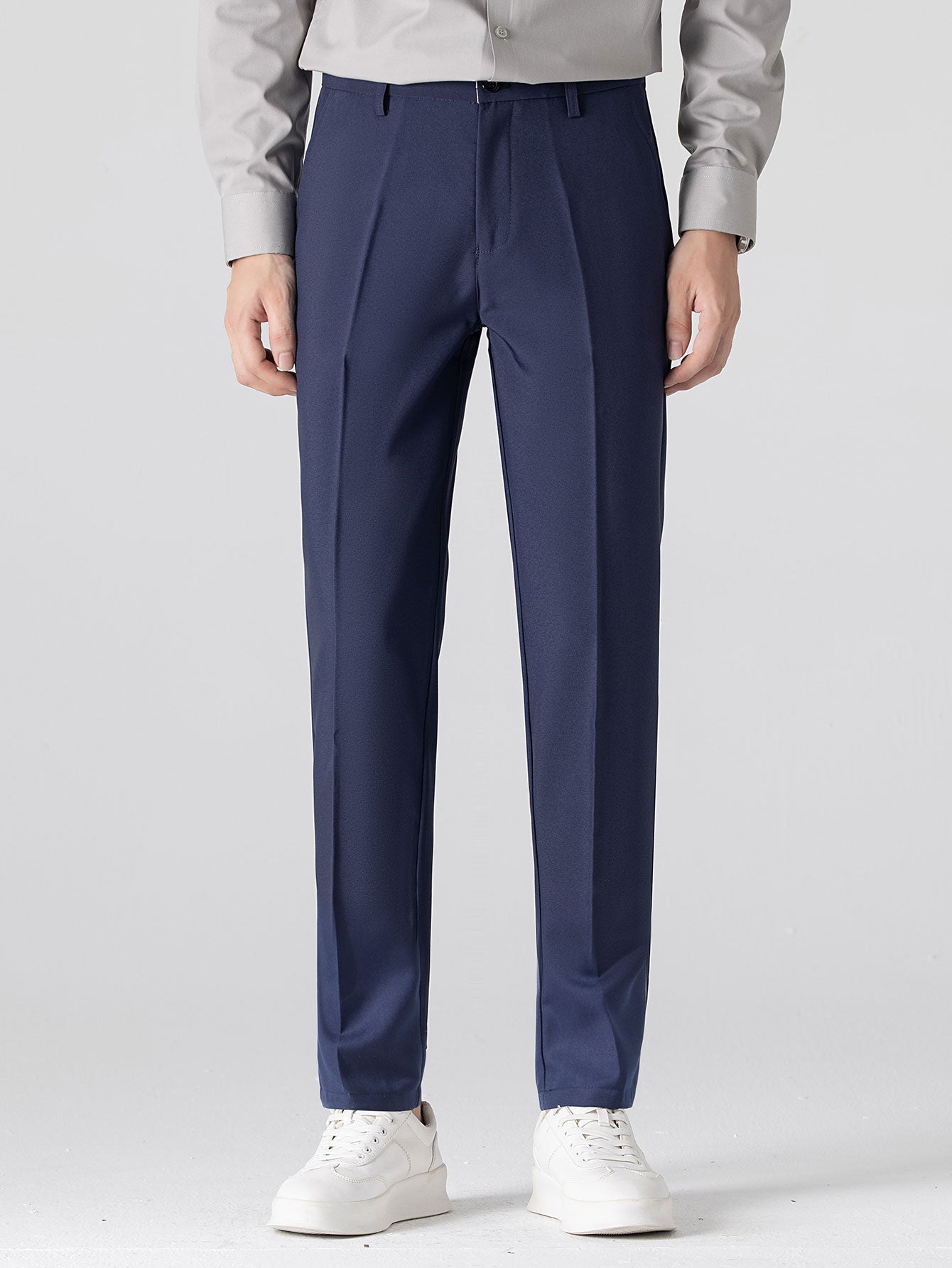 Contrast Trim Zipper Knit Polo & Slim Fit Tapered Trousers