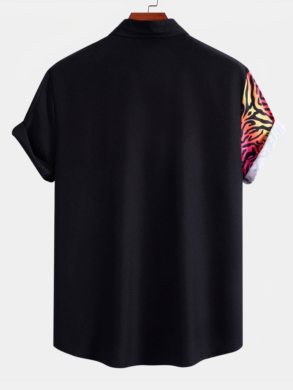 Colorful Tiger Patchwork Button Up Shirt & Swim Shorts