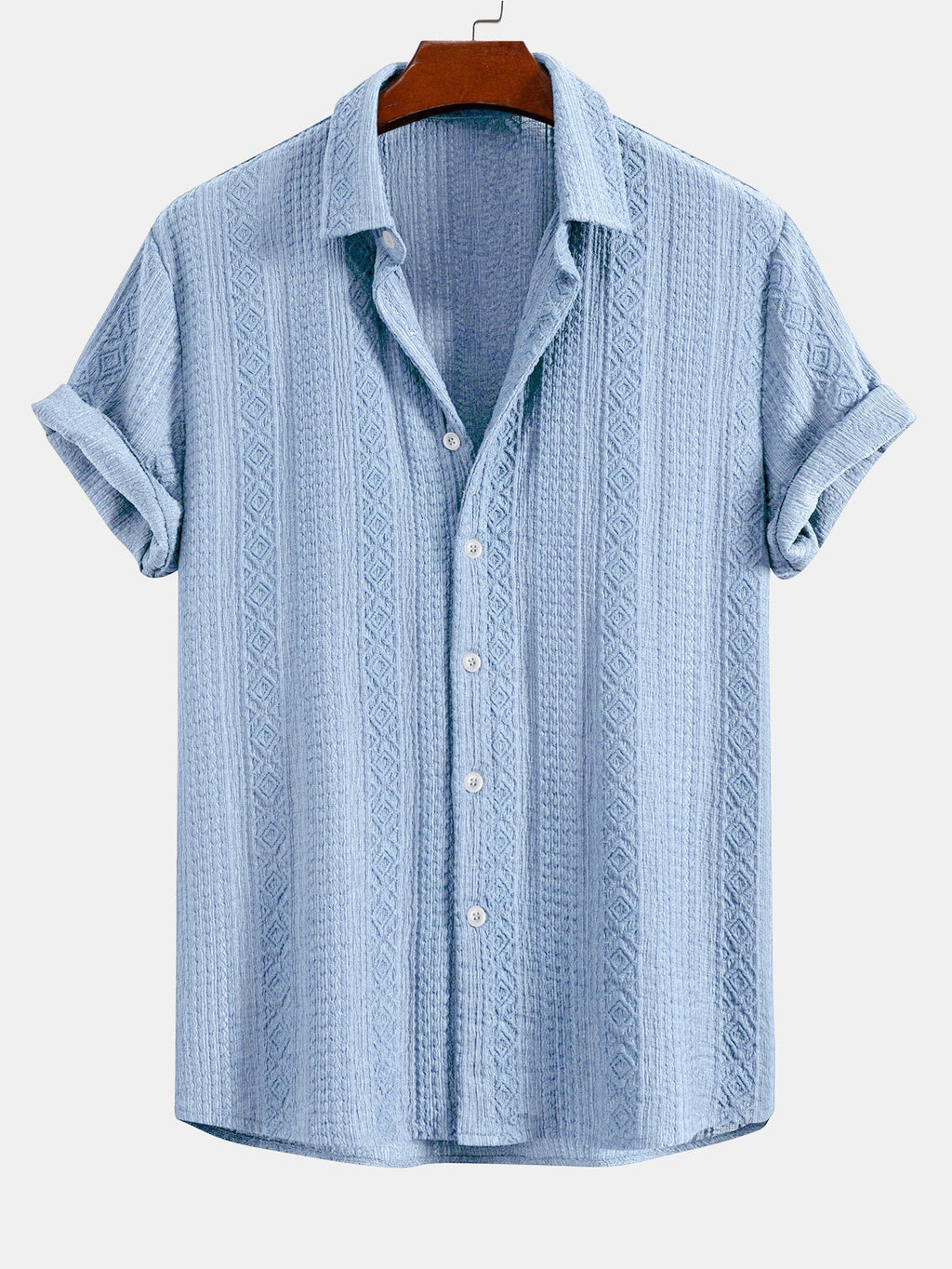 Geometry Jacquard Button Up Shirt & Drawstring 8" Shorts Set