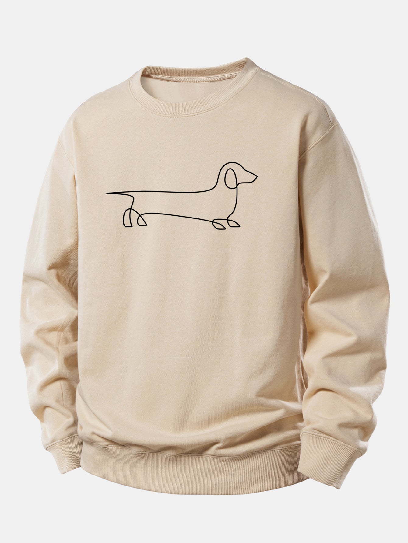 Line Dachshund Print Relax Fit Sweatshirt & Straight Leg Pleated Pintuck Sweatpants