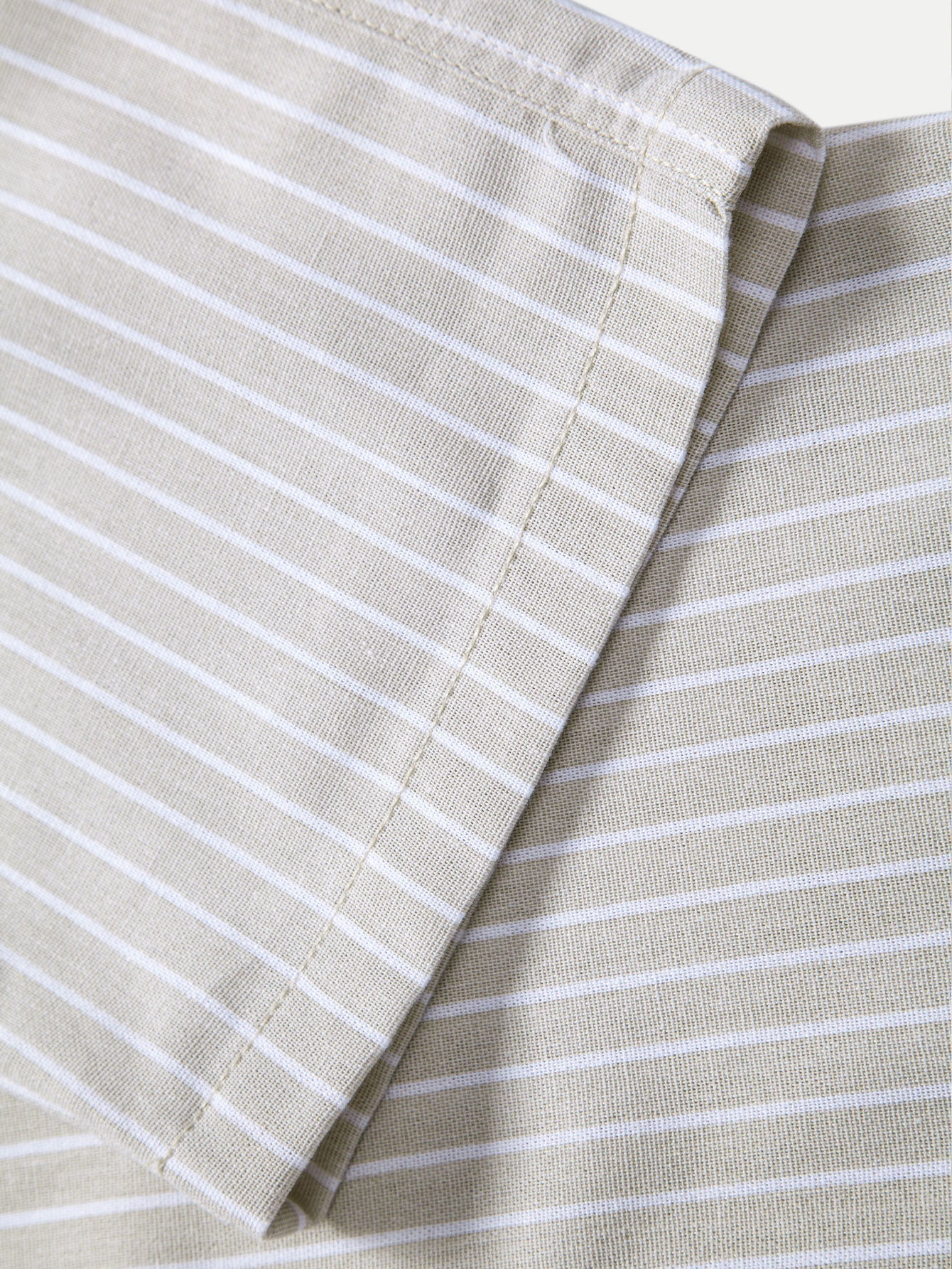 Linen Rayon Blend Button Up Shirt & Stripe Straight Leg Linen Pants