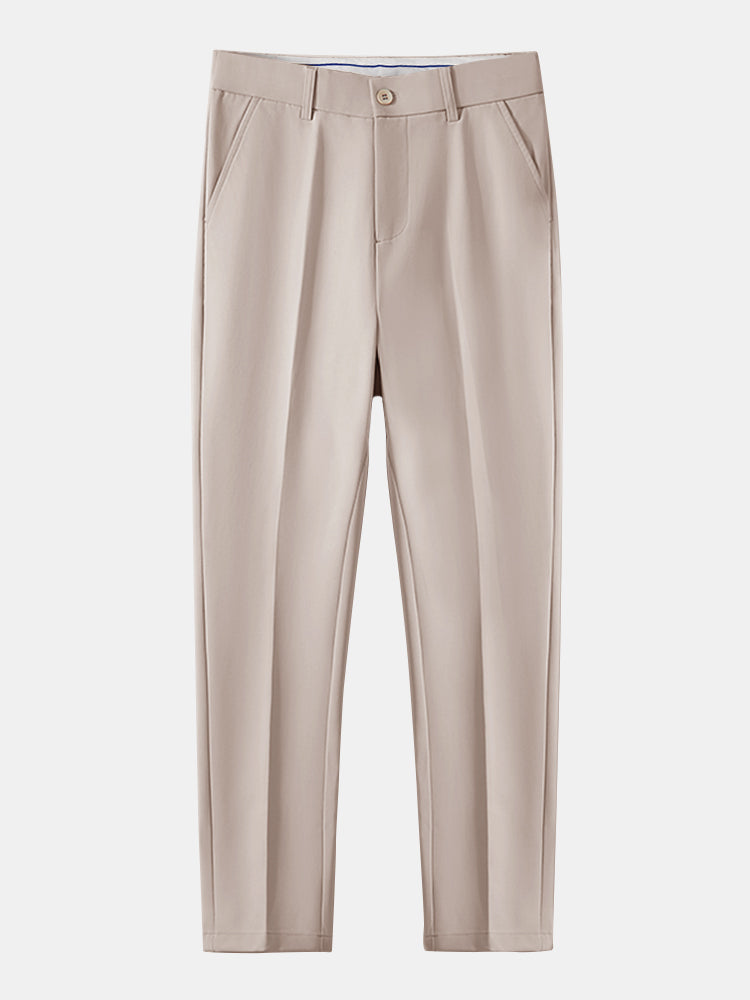 Stripe Johnny Collar Knit Polo & Slim Fit Tapered Trousers
