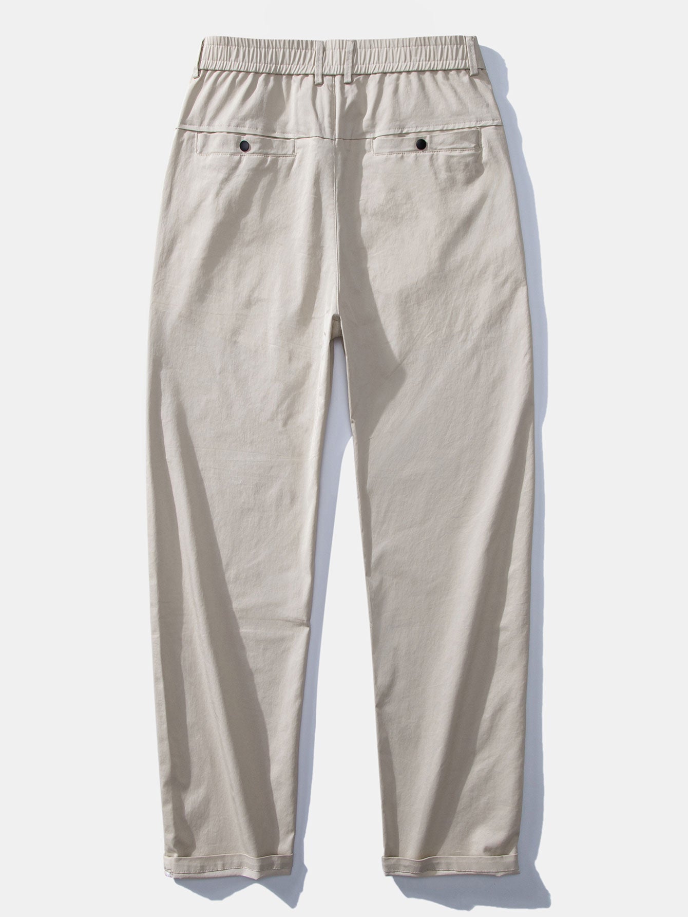 Contrast Textured Johnny Collar Knit Polo & Elastic Waist Straight Leg Trousers