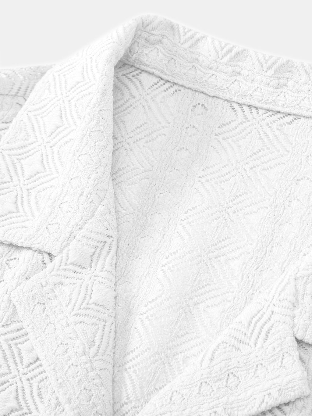 Geometric Jacquard Cuban Shirt & Crinkle Textured Drawstring 5" Shorts