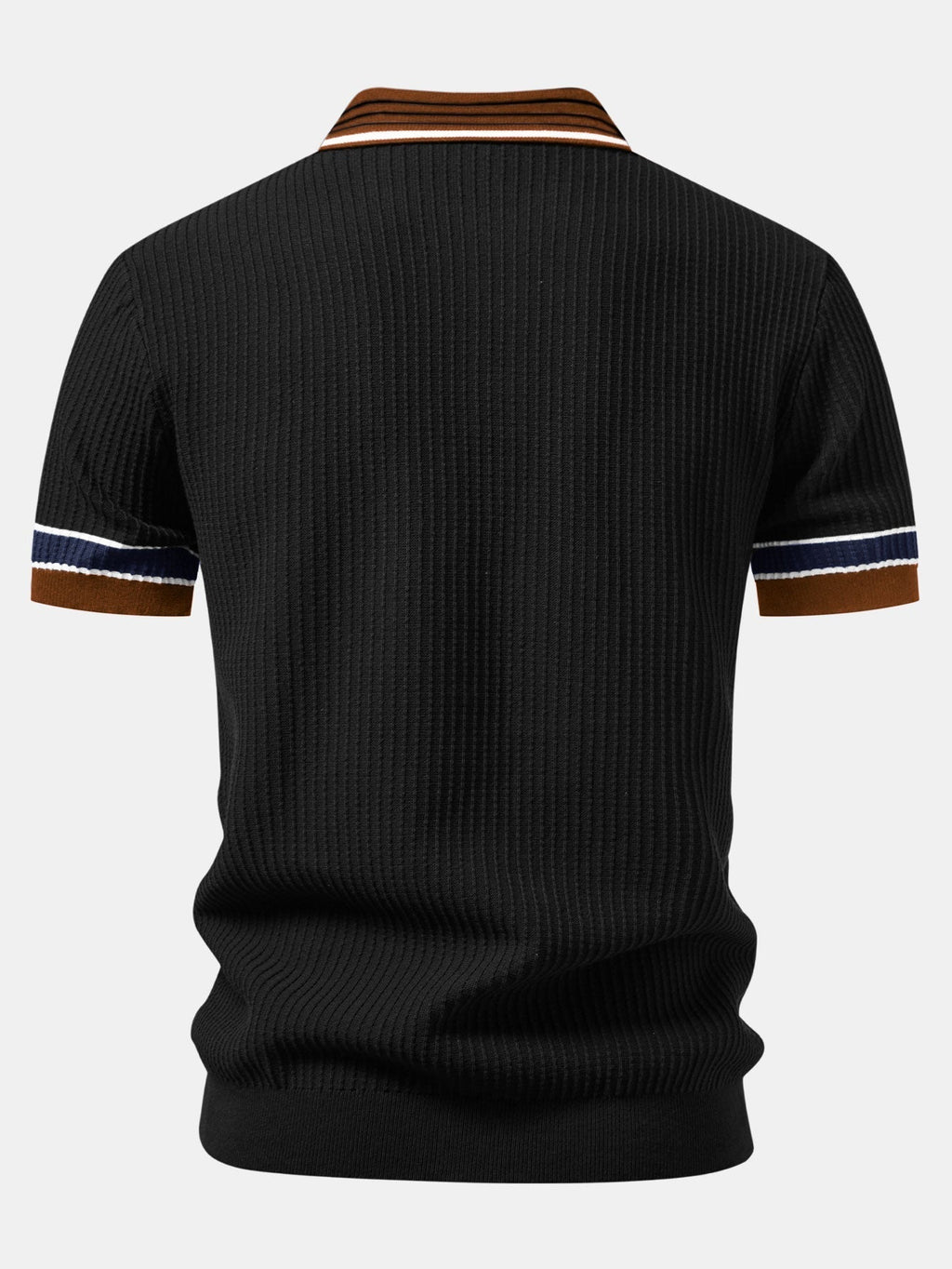 Contrast Stripe Trim Waffle Knit Polo & Slim Fit Tapered Trousers
