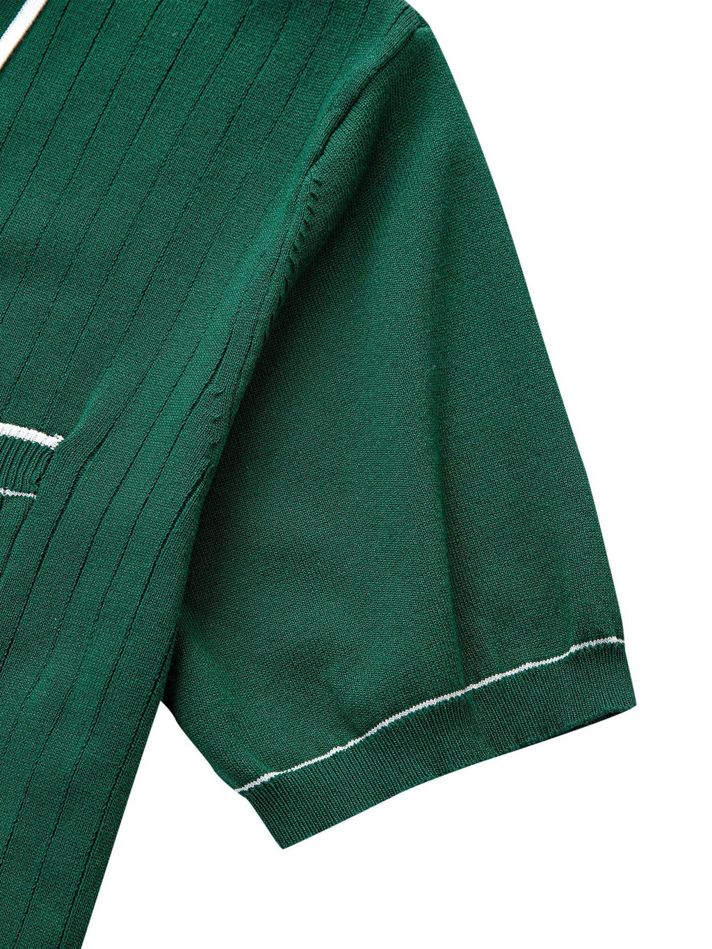 Contrast Trim Ribbed Knit Shirt & Slim Fit Tapered Trousers