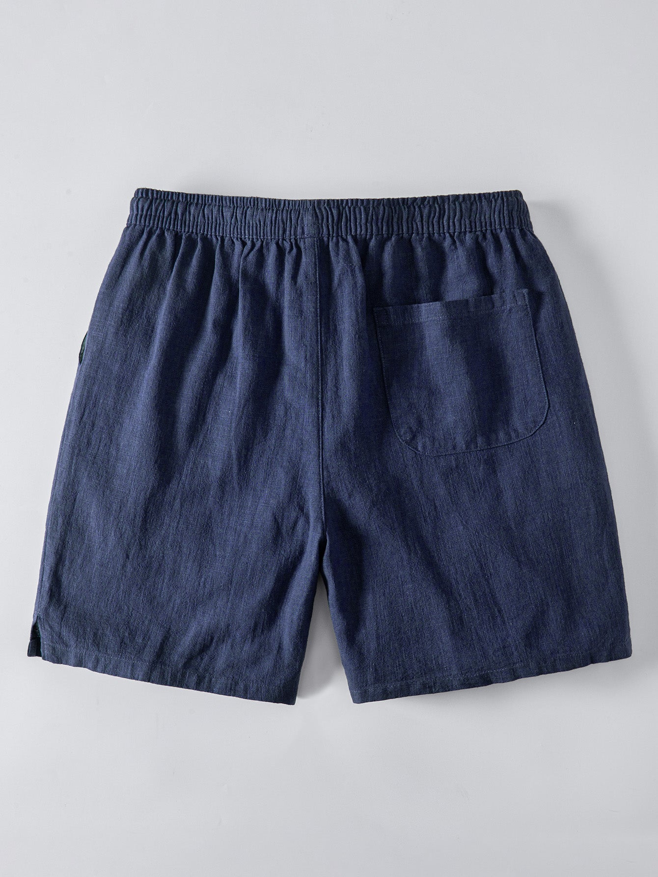 Short Sleeve V Neck Linen Rayon Blend Shirt & Linen Blend Drawstring 7" Shorts