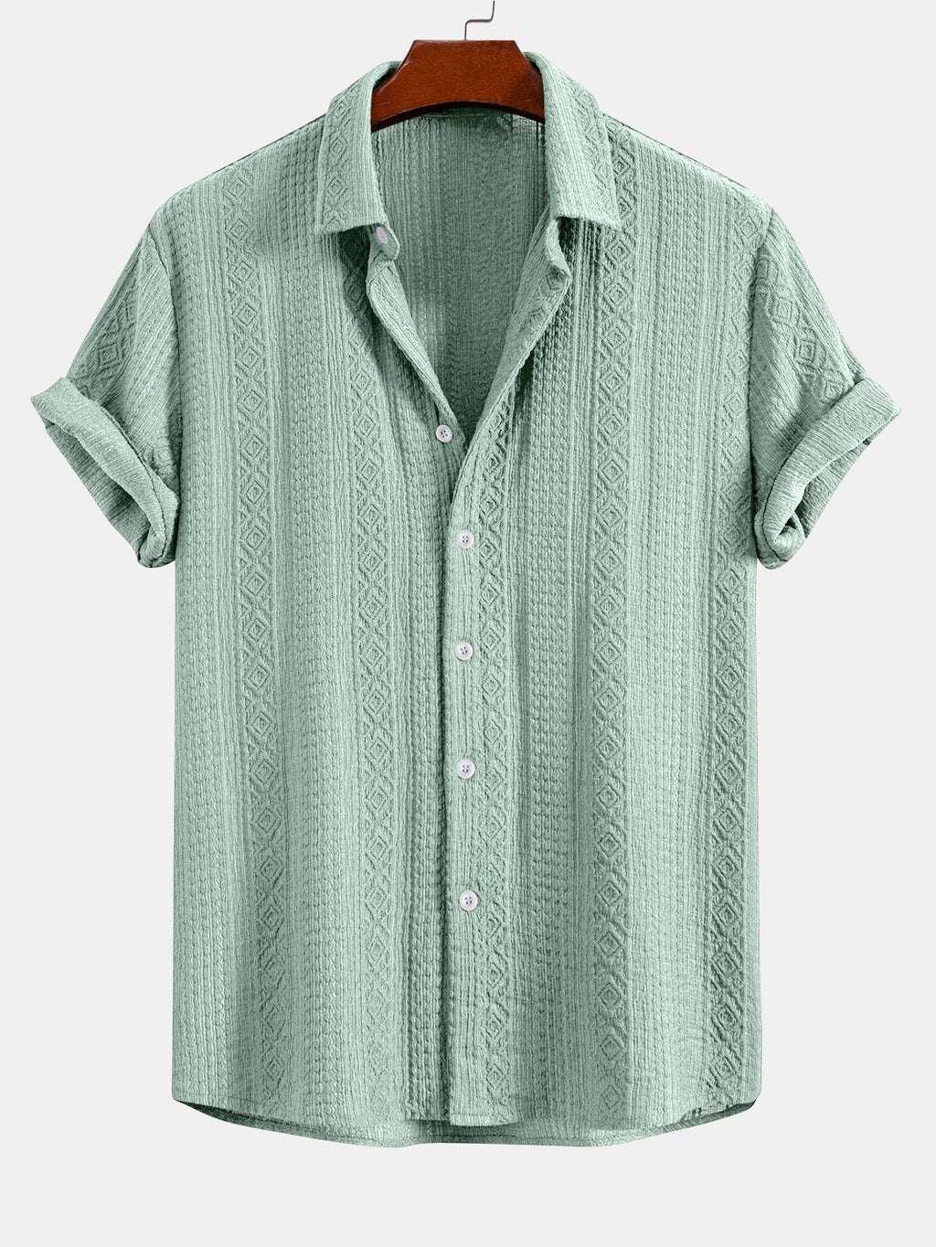 Geometry Jacquard Button Up Shirt & Drawstring 8" Shorts Set