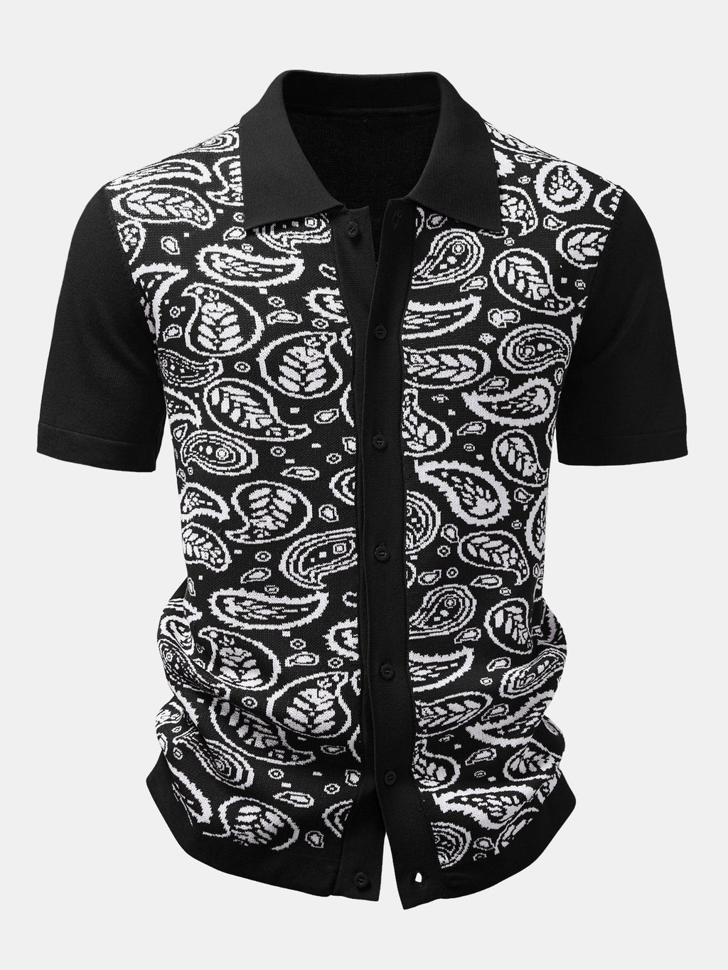 Paisley Button Up Knit Shirt & Knit Shorts