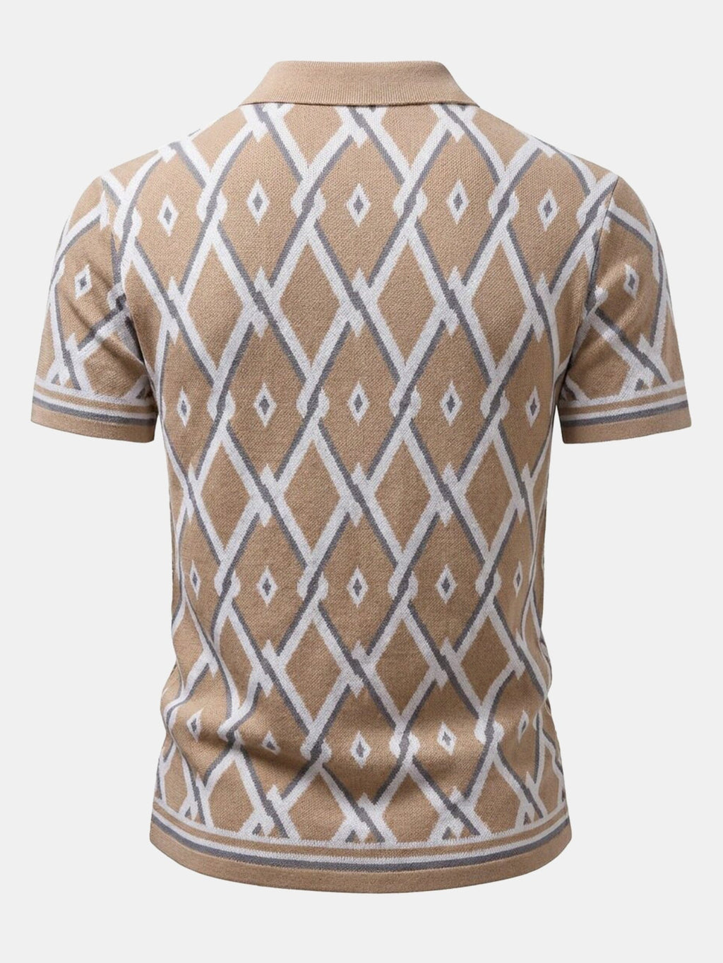Retro Rhombus Geometric Knit Shirt & Slim Fit Tapered Trousers