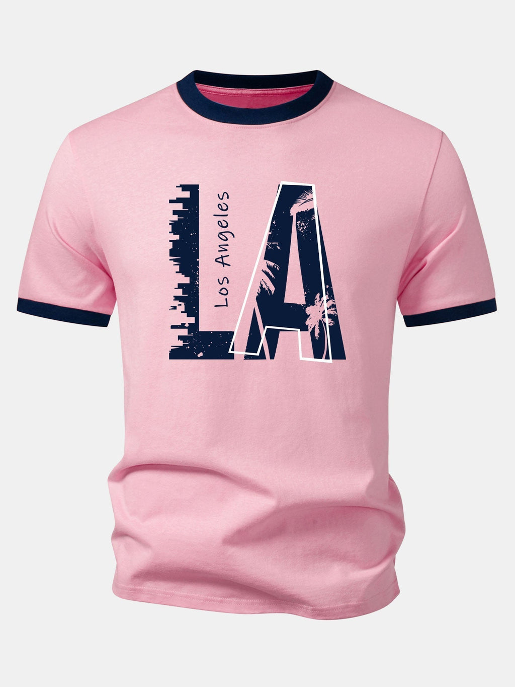 Los Angeles Print Contrast Ringer T-Shirt & Swim Shorts