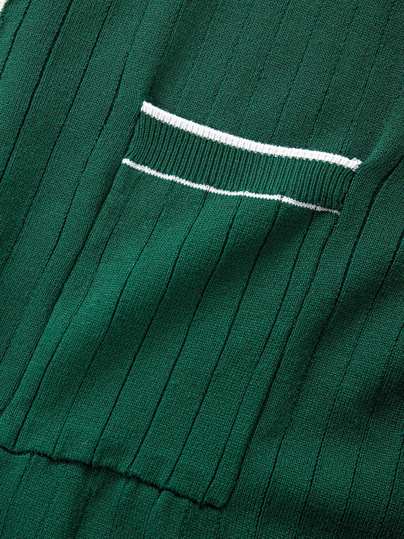 Contrast Trim Ribbed Knit Shirt & Slim Fit Tapered Trousers