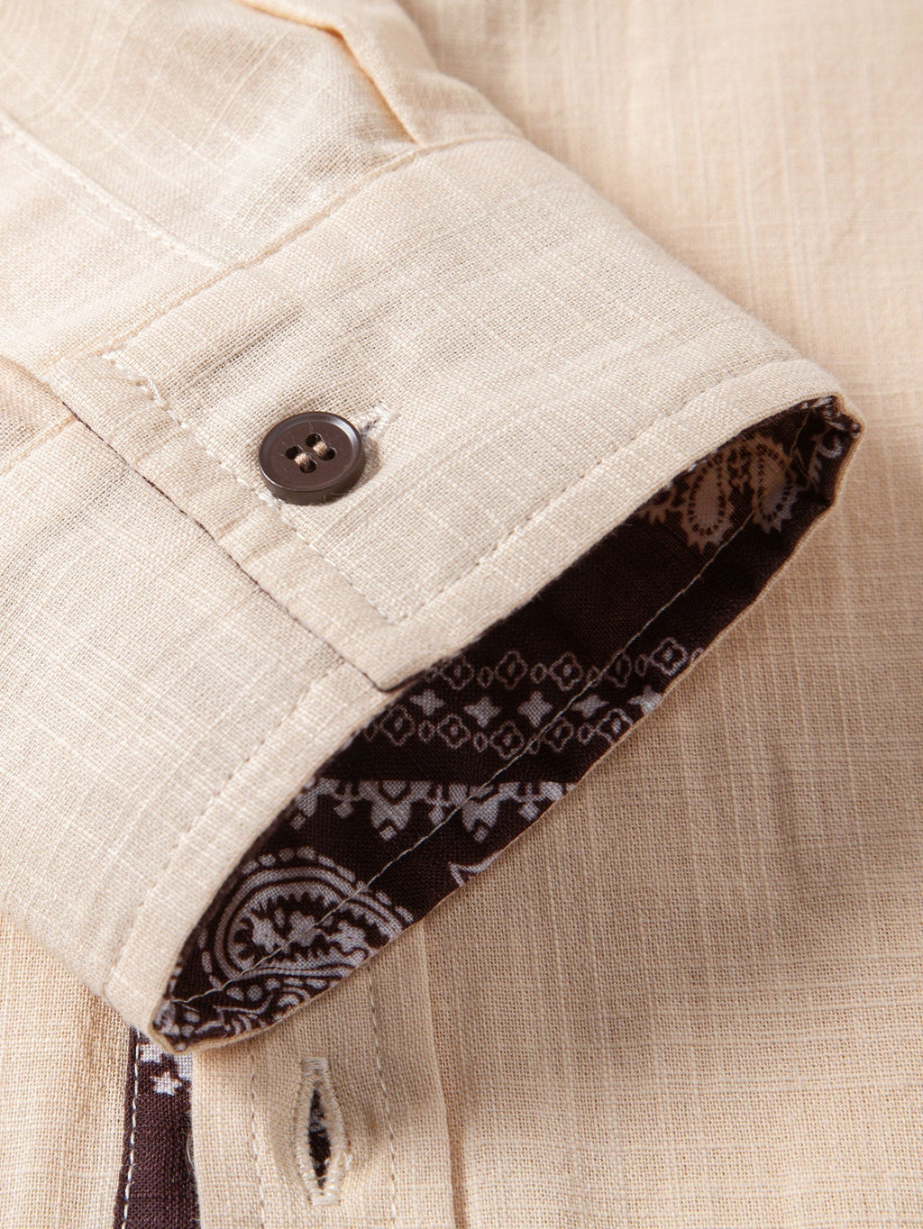 Contrast Paisley Print Linen Look Shirt & Straight Leg Linen Pants