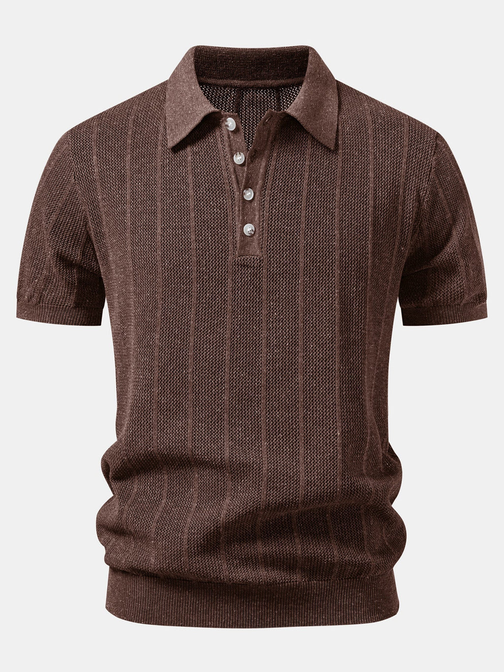 Linen Stripe Open Knit Polo & Straight Leg Linen Pants