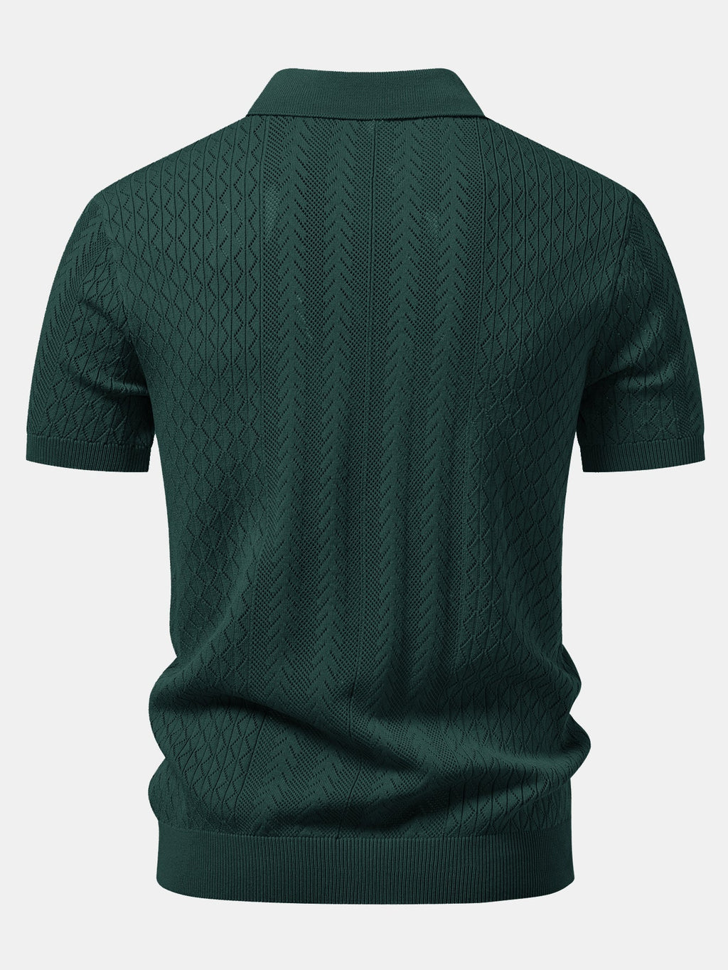 Geometric Jacquard Open Knit Polo & Straight Leg Linen Pants