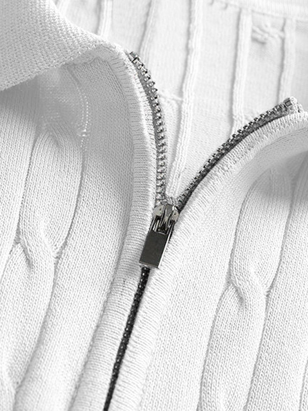 Twisted Jacquard Zipper Knit Polo & Slim Fit Tapered Trousers