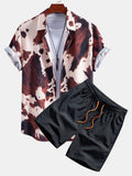 Cow Print Button Up Shirt & Swim Shorts