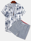 Ilha Sailing Print Button Up Shirt & Vertical Striped String Swims