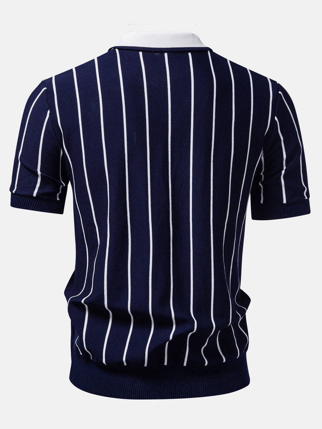 Stripe Button Up Knit Shirt & Slim Fit Tapered Trousers