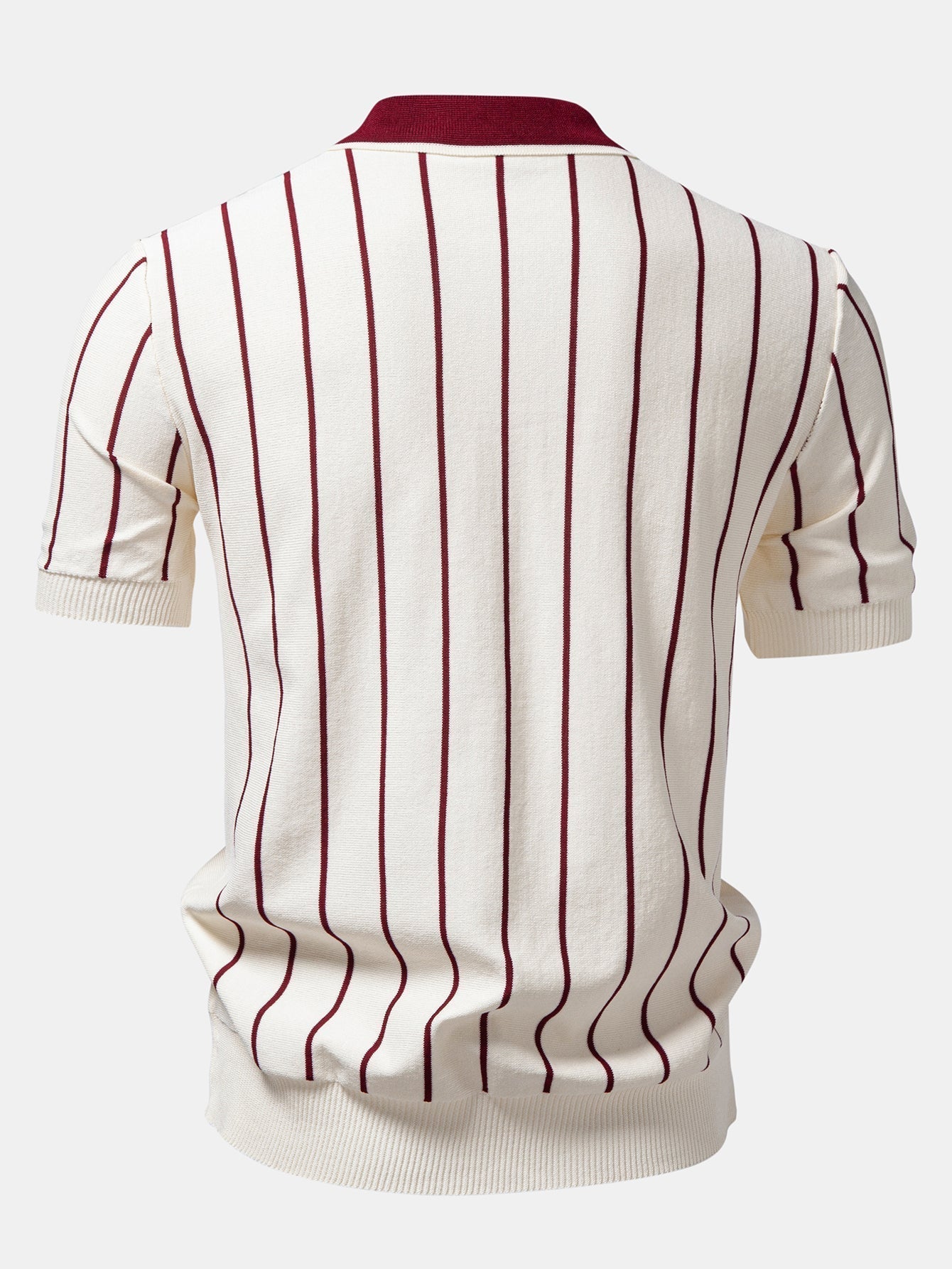 Stripe Button Up Knit Shirt & Elastic Waist Chino Shorts
