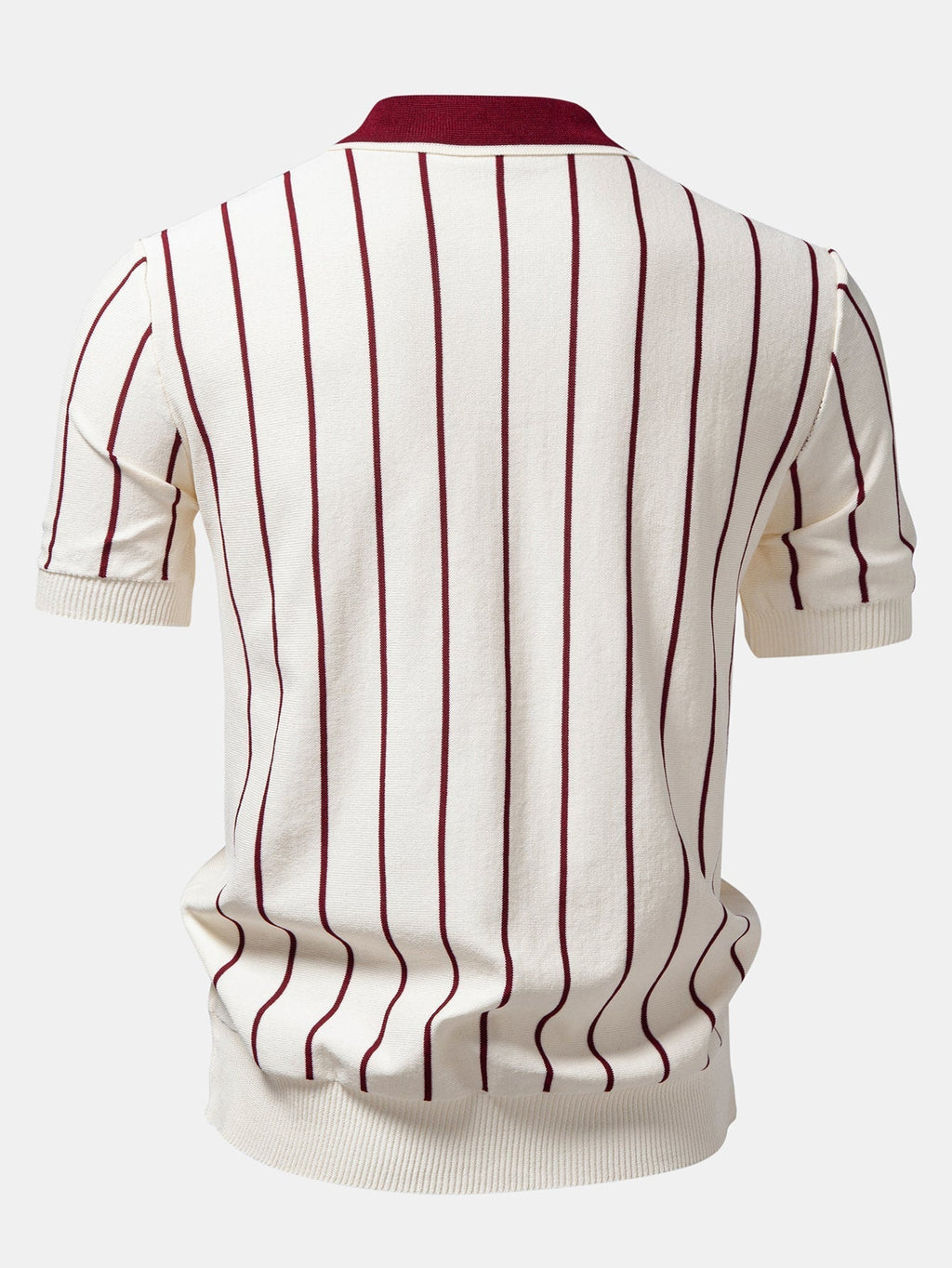 Stripe Button Up Knit Shirt & Slim Fit Tapered Trousers